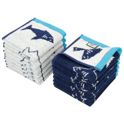 China 12 Viable Baby Washcloths, Cotton, 12 X12 Inch, Navy & White Baby Face Towels for sale