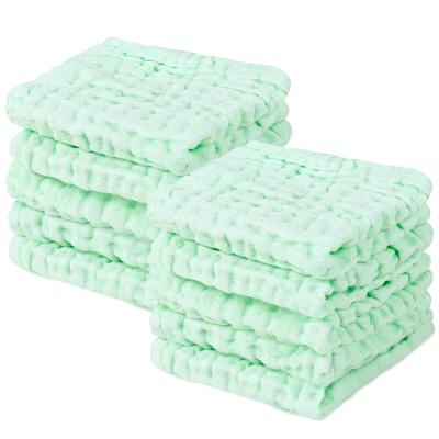 China Natural Baby Cotton Baby Face Towels Child Safe Muslin Washcloths in Green for sale