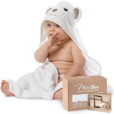 China Sustainable Soft Baby Kids Bath Soft Bamboo Towels Set Customized Hooded Towel for sale