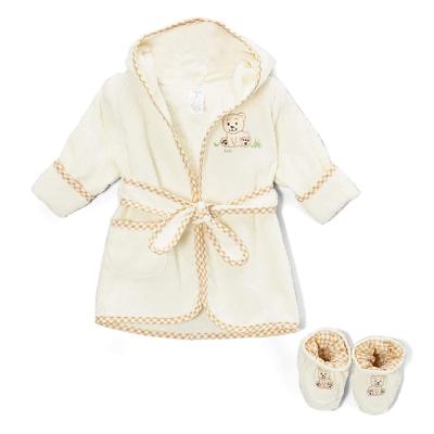 China 100% Cotton Terry Embroidery Bear Home Bathrobe With Hat With Boots Short Baby Hooded Towel for sale