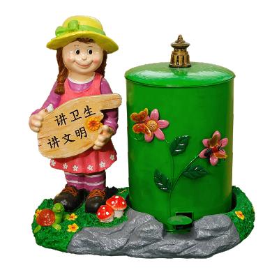 China Sunproof Guangzhou wholesale price fiberglass cartoon trash cans waterproof statue for kids park decoration for sale