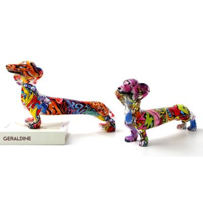 China Indoor Decorative Resin Statue China Desktop Design Animal Creative Dog Statue for sale