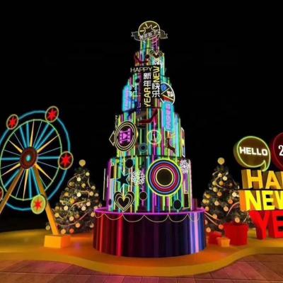 China Sunproof 6 M Large Size Artificial Waterproof PVC LED Lighting Outdoor Park Easy Installation Christmas Tree Sculpture Ormaents Decoration for sale