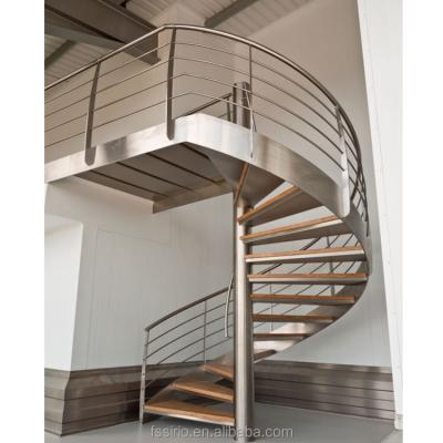 China Indoor Steel Spiral Staircase Design Stainless Steel Decorative Spiral Stairs With Glass Or Wood Treads for sale