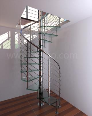 China Home House Spiral Tempered Glass Staircase Used For Indoor Small Space for sale