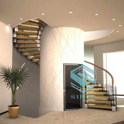 China OEM Commercial Construction Curved Mild Steel Staircase Cutomizization For Home Decoration for sale