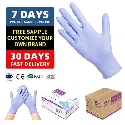 China Powder Free Disposable Medical Exam Bluesail Oil Proof Gloves Powder Free Nitriles for sale