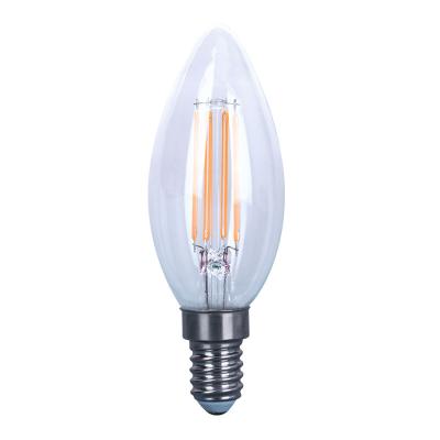 China Warehouse Wholesale Hot Sell Decorative Clear Glass Led Bulb 4W E14 E27 B22 B15 Filament Lamp 220V C35 4W 400lm Vintage Edison Bulb for sale