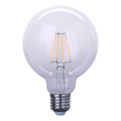 China Warehouse Wholesale Hot Sale Decorative Clear Glass Led Bulb 6W E27 B22 Filament Lamp 110V 220V G125 6W 600lm Vintage Edison Bulb for sale