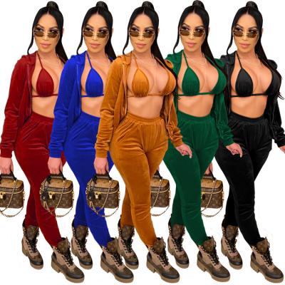 China Winter Breathable High Quality Casual Long Sleeve Autumn Style Sportwear Women Tight Three Piece Set for sale