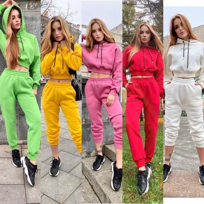 China Breathable Casual Simple White Autumn Winter Long Sleeve Pants Sportwear Women Two Piece Set for sale