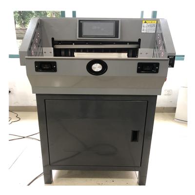 China Double advance rod pushing touch screen design.7. High Quality Guillotine Cutting Machine Electric Paper Cutter for sale