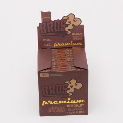 China Hot Sale Unbleached Paper Bros Brown With Tips 33L Custom Brown Tobacco Logo With Tips Smoking Rolling Papers for sale