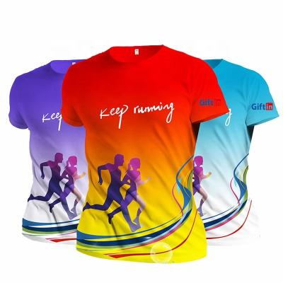 China 100% Custom Low MOQ Polyester Performance Gym Sports Digital Printing Sublimation T-shirts Mens Anti-Wrinkle Quick-Dry Marathon T-shirts Running T-shirts for sale