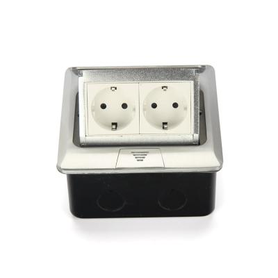 China Convenient Auto Outlet Box / Schuko Floor Outlet Aluminum Alloy Aluminum Alloy EU Plug for sale