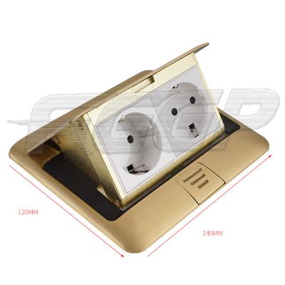 China Convenient Eu duplex floor socket outlet box european indoor floor outlet with rj45 rj11 data for sale