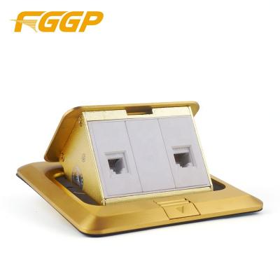 China Convenient Brass Copper Floor Type Sound Outlet Box With Network RJ45 Jack for sale