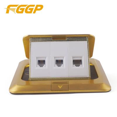 China Convenient Brass Copper Floor Type Sound Outlet Box With Network RJ45 Jack for sale