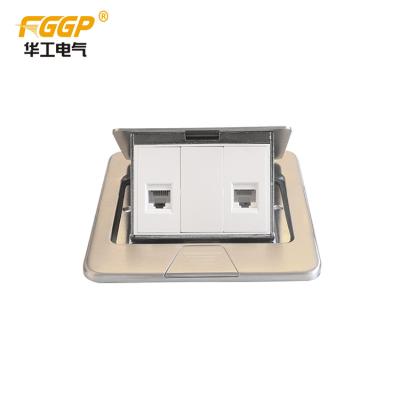 China Convenient stainless steel pop up floor mounted data floor outlet box electrical outlet box with rj45 cat6 for sale