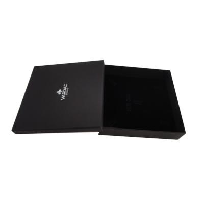 China Rectangle Recyclable Retail Black Gift Box Cosmetic Rigid Packaging Box With Lid Large Cardboard Rigid Paper Gift Box for sale