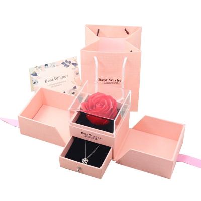 China Recyclable Rose Flower Box Mom Mother's Day Gift Box Valentine's Day Gifts Birthday Gift Box For Jewelry Packaging for sale