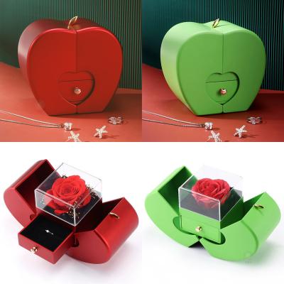 China Recyclable Double Door Christmas Mothers Day Valentines Day Apple Styling Jewelry Box Ornament Rose Soap Flower Ring Necklace Packaging Box for sale