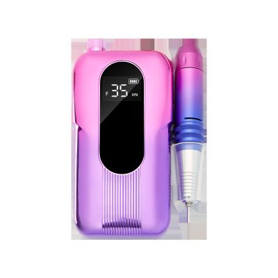 China Nail Art Beauty Gradient Color Nail Salon Portable Gel Polish Removal Cordless Rechargeable Nail Drill 35000RPM for sale