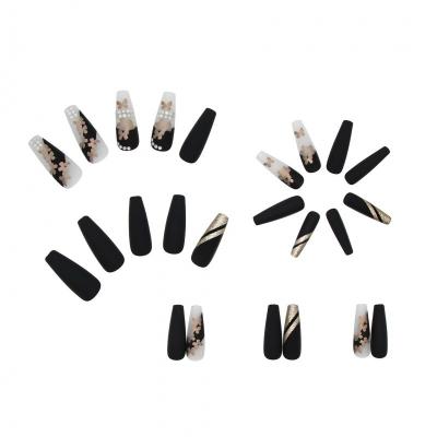 China Long Design Ballet Gold Butterfly False Nails With Diamond Finish Press On Nail Manicure Wear Nails for sale