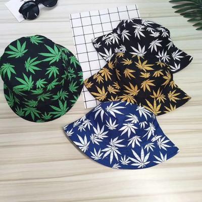 China New Fashion Character Maple Leaf Hip Hop Hat Single-sided Bucket Hat Outdoor Sun Protection Sun Hat for sale