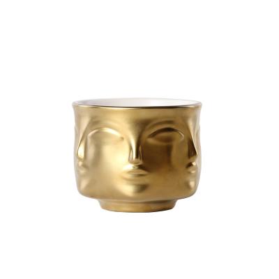 China Modern Eco-Friendly Small Tree Planter Garden Docarative Modern Style Logo Gold Biodegradable Ceramic Customized Flower Pot for sale