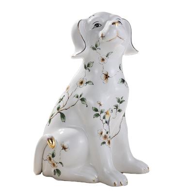 China Minimalist Crafts Ceramic European Folk Crafts Home Accessories Decor Figurines Style Porcelain Animal Dog Garden Ornaments Ceramic Pottery for sale