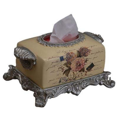 China Creative Art Decor European style tissue box drawer tray coffee table storage box for living room home home accessories for sale