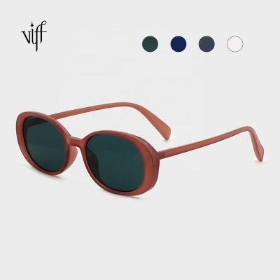 China Wholesale Eye-Catching Oval Plastic Frame Logo Retro Sun Glasses Custom Fashion VIFF Sunglasses Shades Sunglasses HP20042 for sale