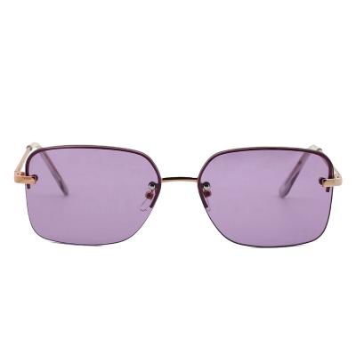 China Hot Selling Purple Sun Glasses Rectangle Sun Glasses VIFF HM20166 Fashion Trendy Girls Semi Rimless Glass Sunglasses for sale