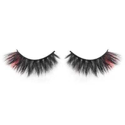 China Hot Wholesale 3d Packing 25mm Clear Siberian Mink New Selling Private Label Mink Strip Feather False Eyelashes Color Lashes for sale