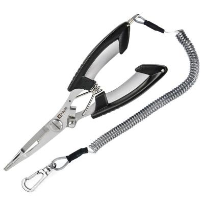 China 420 stainless steel booms fishing H01 stainless steel fishing pliers scissors with lanyard for sale