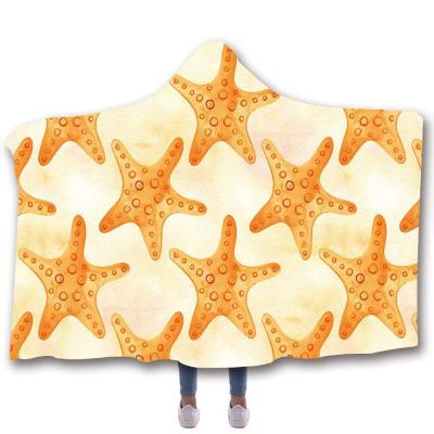 China Custom wholesale hot 3D digital printing thickening double-layer plush coat hooded digital printing lazy blanket for sale