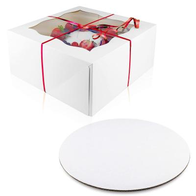 China Recycled Materials 10x10x5 Inch White Cake Box With Window For Pastries Cheesecake Cookies Pie Cupcakes for sale