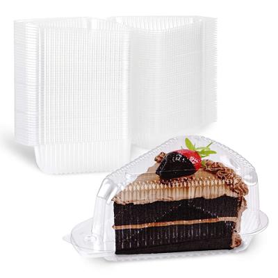 China Disposable Clear Plastic Hinged Cake Slice Cheesecake Container Triangular Cake Box for sale