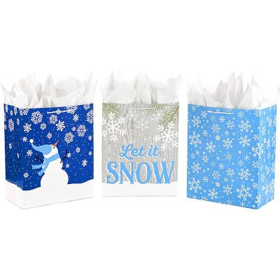 China Recyclable Custom Paper Christmas Gift Bags With Handle for sale