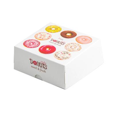 China Handmade Baked Bread Pastry Paper Box Custom Printed Donut Boxes For Single And Two Donuts Packaging for sale