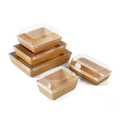 China Recyclable Hot Dog Sandwich Pastry Dessert Sushi Display Food Storage Boxes Packaging Paper Box With Clear Lids for sale