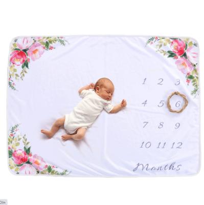 China High Quality Monthly Milestone Flannel Fleece Anti-bacteria Sublimation Summer Baby Blanket for sale