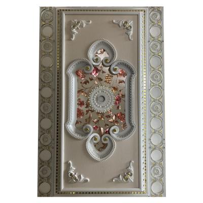 China Artistic Ceilings White Ceiling Medallion PVC Panel For Decoration Beautify Lobby for sale