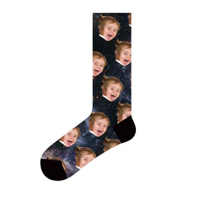 China 100% polyester socks with your face, fathers day socks with faces, funny face socks for sale