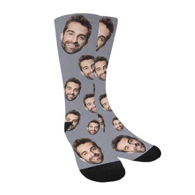 China 100% polyester socks with face printed on them, picture socks for dad, photo socks custom for sale