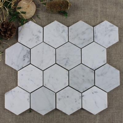 China Cheap Italy Carrara 75mm Hexagon White Marble Mosaic Slab From Floor China Supplier Price for sale