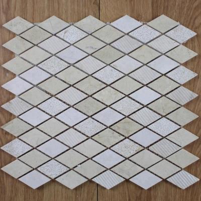 China Backsplash Decorstone24 Crema Marfil Marble Mosaic Tiles Rhombus Design for sale