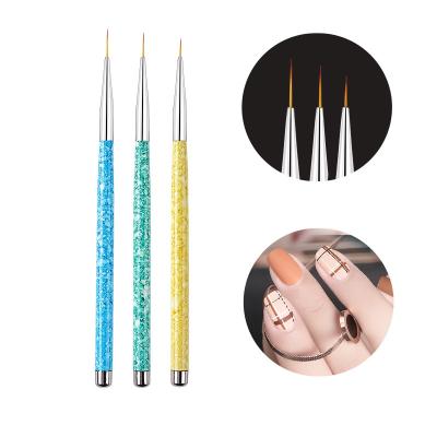 China Creative Line Nail Art Set NAIL 3pcs Ceramic Tile Paint Hook Flower Suction Liner Brush Pen Nail Tools Private Label for sale