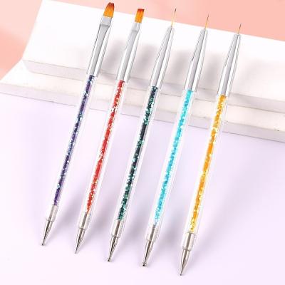 China Wholesale NAIL Dot Drill Pull Double Ended Nail Art Custom Nail Liner Brush Pen Light Therapy Color Painting 5pcs for sale